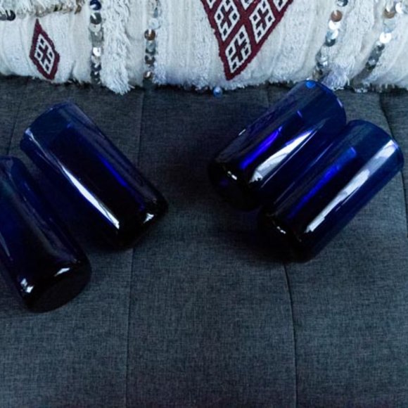 Libbey Cobalt Glass - Etsy VIN Libbey Glass Co. Metropolitan Cobalt Coolers Set of 4